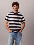 Blue Cotton Stretch Stripe T-shirt  Men