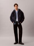 Blue Sherpa Fleece Emblem Zip Hoodie  Men