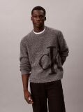 Grey Pure Wool Monogram Jumper  Men