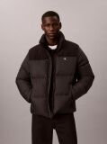 Black Nylon Corduroy Down Puffer Jacket  Men