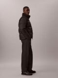 Black Nylon Corduroy Down Puffer Jacket  Men