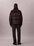 Black Nylon Corduroy Down Puffer Jacket  Men
