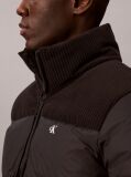 Black Nylon Corduroy Down Puffer Jacket  Men