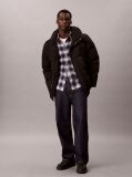 Black Iridescent Hooded Down Puffer Jacket  Men