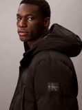 Black Iridescent Hooded Down Puffer Jacket  Men