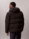 Black Iridescent Hooded Down Puffer Jacket  Men