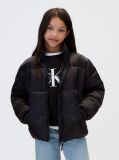 Black Kids' Hooded Logo Puffer Coat  Girls