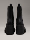 Black Leather Chunky Chelsea Boots  Women