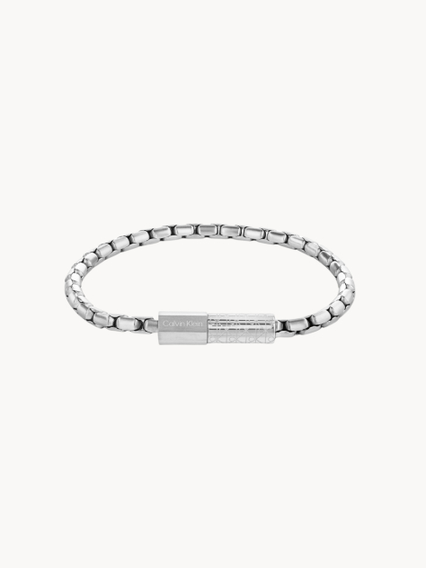 Silver Contoured Barrel Bracelet  Men