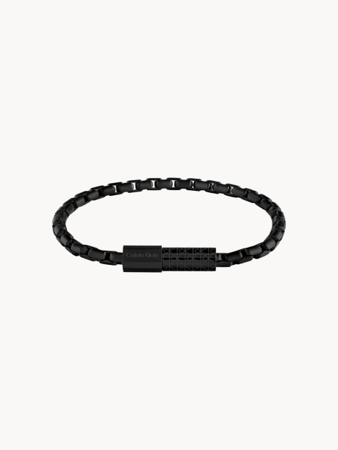 Black Contoured Barrel Bracelet  Men