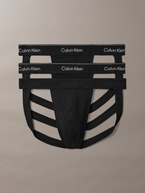 Μαύρο Σετ 3 Jock Straps - Icon Cotton Stretch  Άνδρας