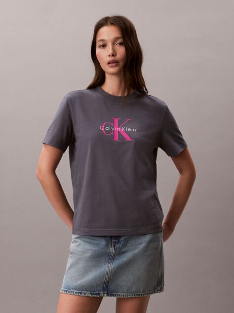 Γκρι T-Shirt Με Λογότυπο  Γυναίκα