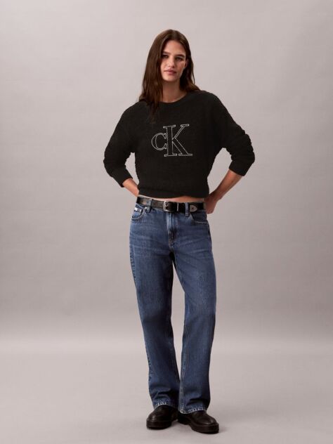 Black Monogram Bouclé Crew Neck Jumper  Women