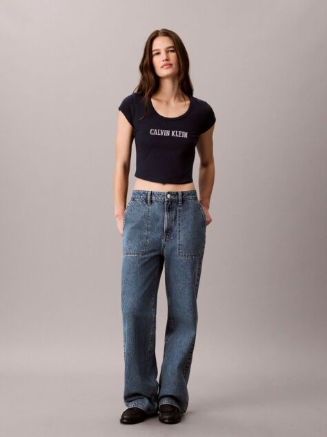 Blue Varsity Logo Baby Fit T-Shirt  Women