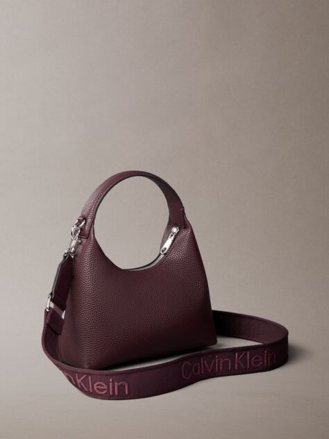 Red Logo Strap Textured Crossbody Bag  Women