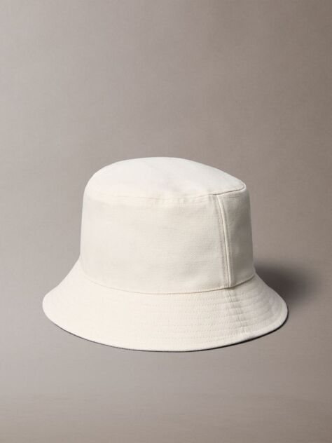 White Canvas Signature Logo Bucket Hat  Women