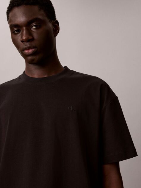 Μαύρο Oversized T-Shirt Με Ανάγλυφο Λογότυπο  Άνδρας