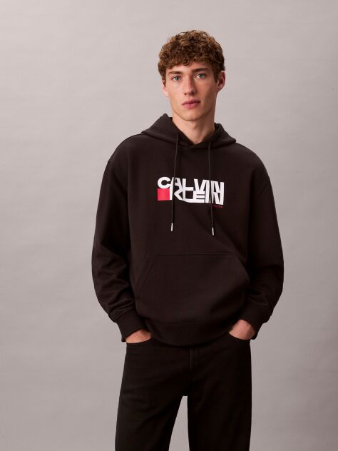 Μαύρο Hoodie Με Λογότυπο  Άνδρας