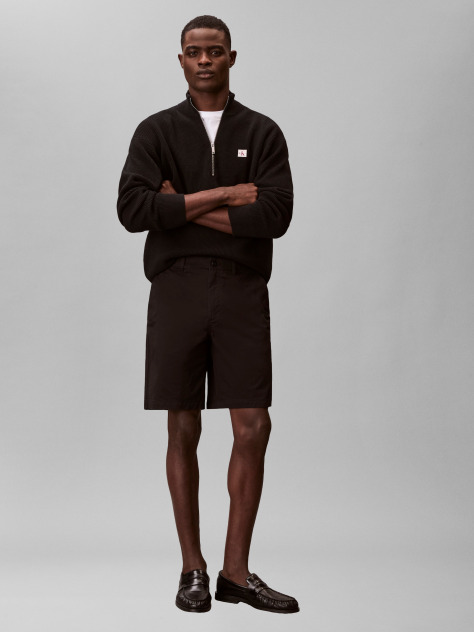 Black 9" Straight Chino Shorts  Men