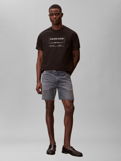 Denim Faded Denim Shorts  Men