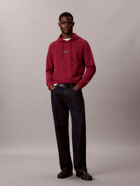 Red Longsleeve Micro Monologo Hoodie  Men