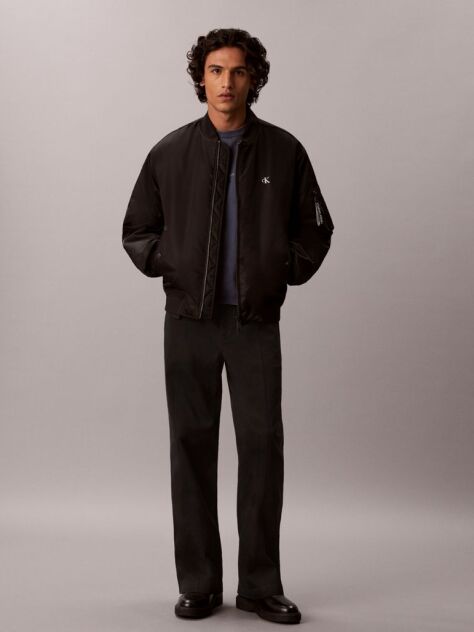 Μαύρο Baggy Παντελόνι Από Βαμβακερό Twill  Άνδρας