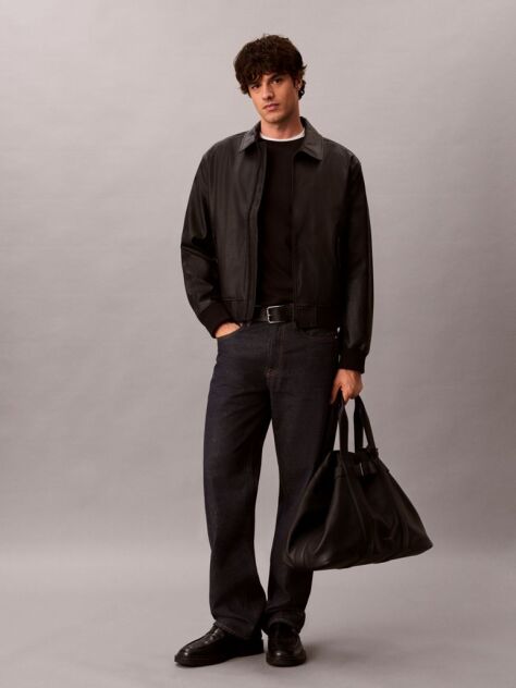 Black Embossed Monogram Bomber Jacket  Men