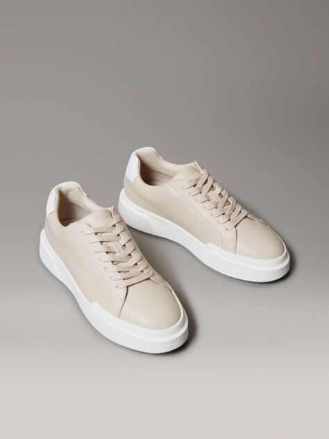 Beige Leather Durable Traction NYC Trainers  Women