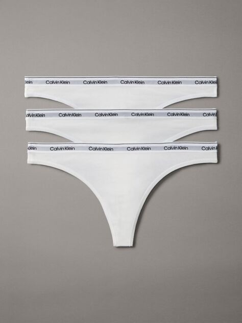 White 3 Pack Thongs - Modern Logo  Women