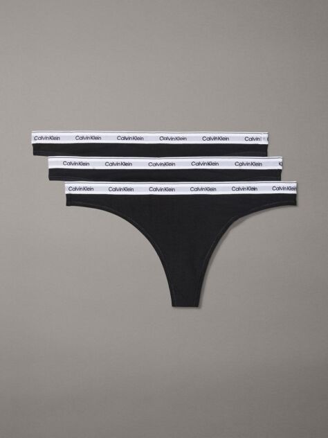 Black 3 Pack Thongs - Modern Logo  Women