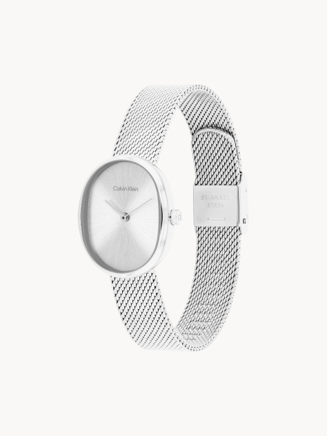 Silver Euphoria Stainless Steel Oval Watch  Women
