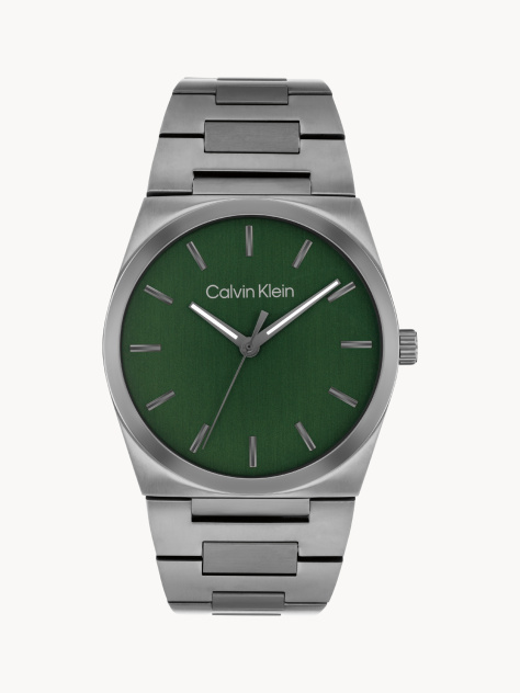 Green Grey Plated Steel Bracelet Watch  Men