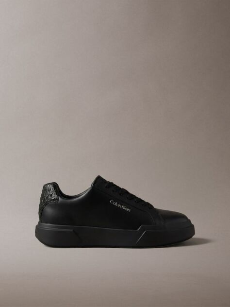 Μαύρο Δερμάτινα Chunky Sneakers Για Ανθεκτικό Κράτημα  Άνδρας