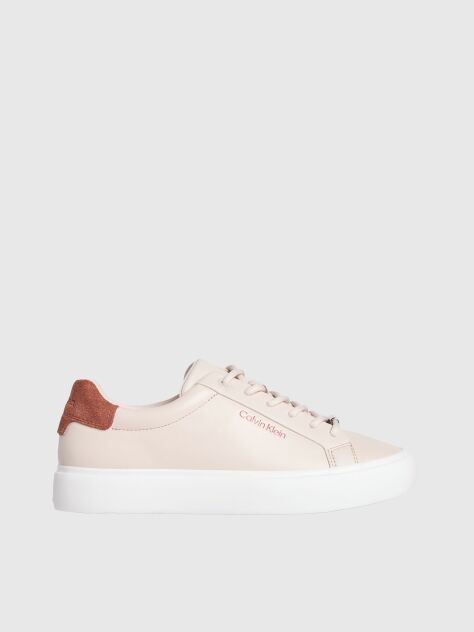 Μπεζ Δερμάτινα Sneakers  Γυναίκα
