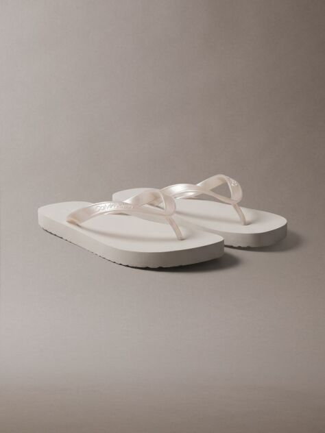 Silver Arwa - Metallic Pearlised Flip Flops  Women