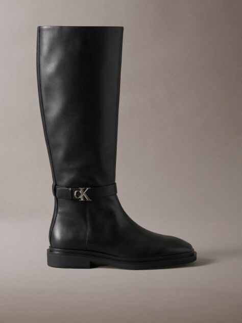 Black Leather Signature Knee-High Boots  Women