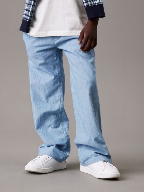 Blue Relaxed Chambray Chino Trousers  Boys