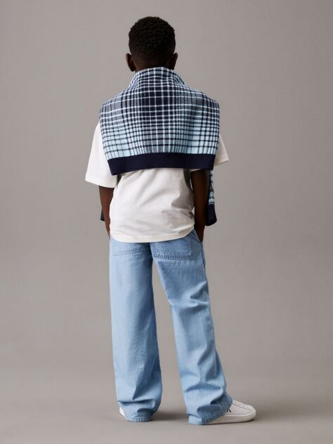 Blue Relaxed Chambray Chino Trousers  Boys