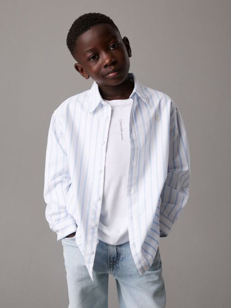 Black Relaxed Striped Oxford Shirt  Boys