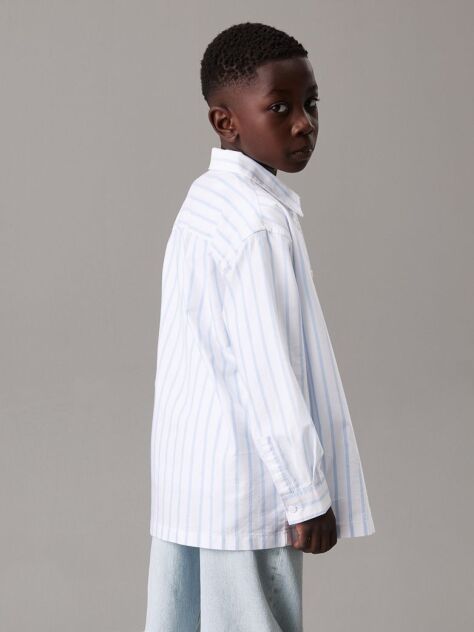 Black Relaxed Striped Oxford Shirt  Boys