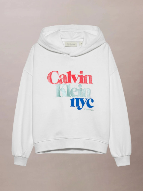 Λευκό Άνετο Hoodie Με Λογότυπο  Κορίτσι