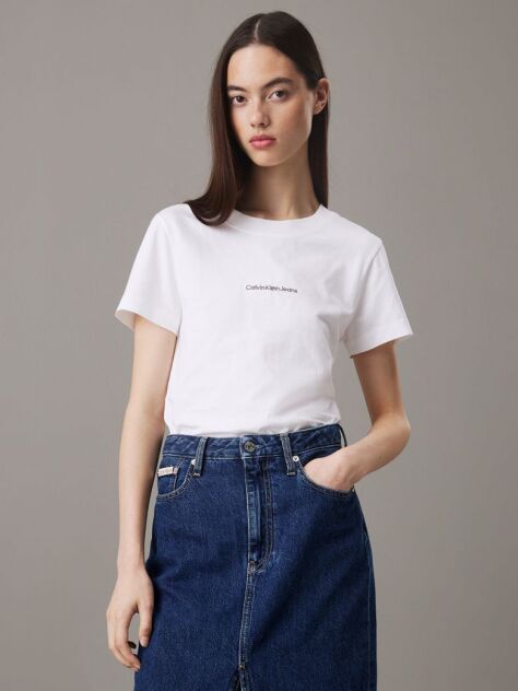 Λευκό Slim T-shirt Με Μονόγραμμα  Γυναίκα