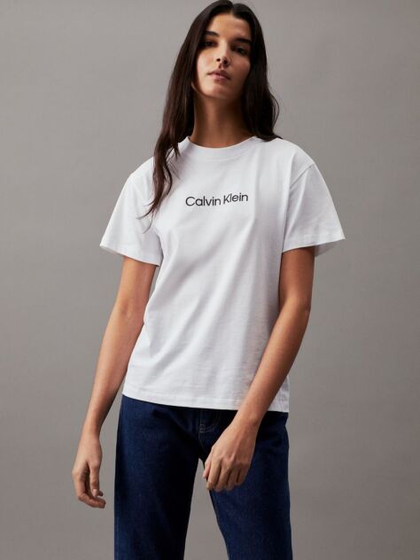 Λευκό T-Shirt Από Οργανικό Βαμβάκι Με Λογότυπο  Γυναίκα