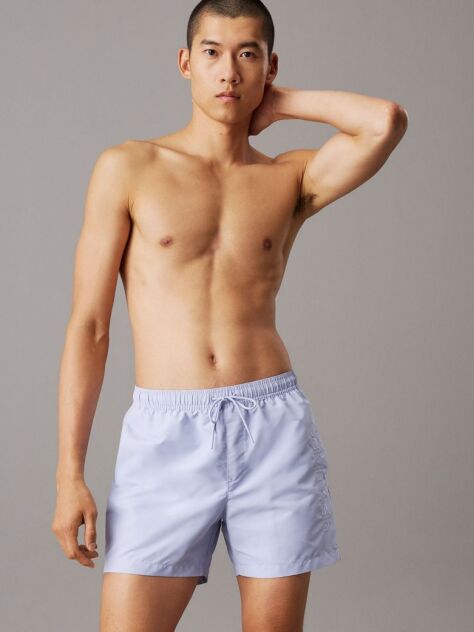 Blue Medium Drawstring Swim Shorts - Logo Embroidery  Men