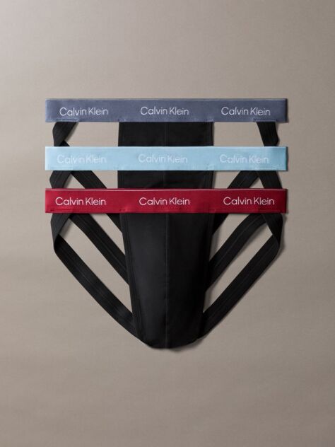 Black 3 Pack Jock Straps - Icon Cotton Stretch  Men