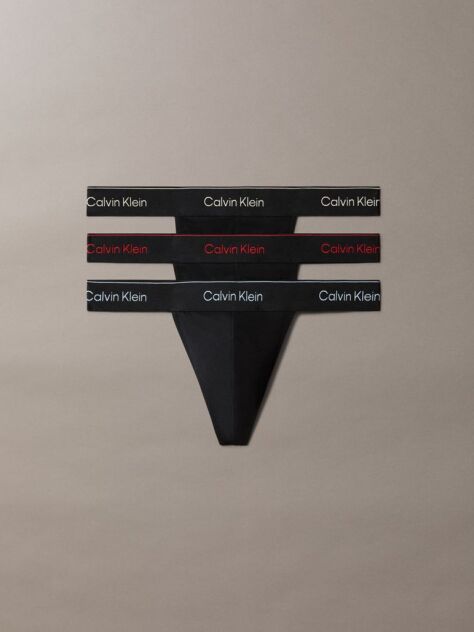 Black 3 Pack Thongs - Icon Cotton Stretch  Men