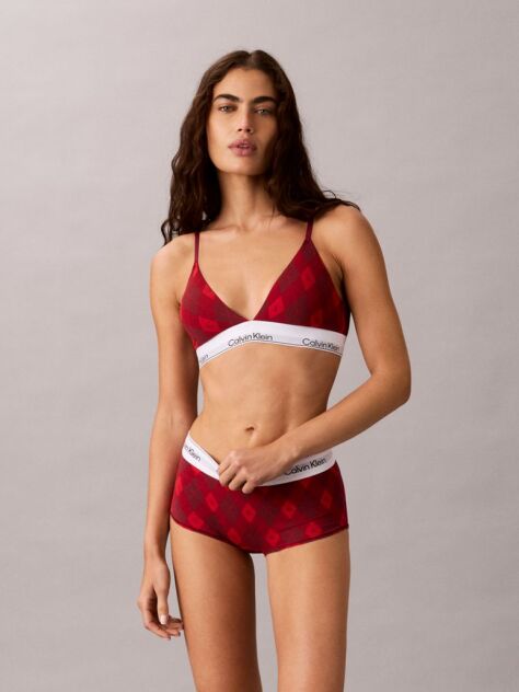 Red Lightly Lined Triangle Bralette - Icon Cotton Modal  Women