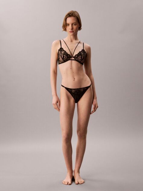 Μαύρο Σουτιέν Τρίγωνο Χωρίς Επένδυση - CK Black Floral Lace  Γυναίκα
