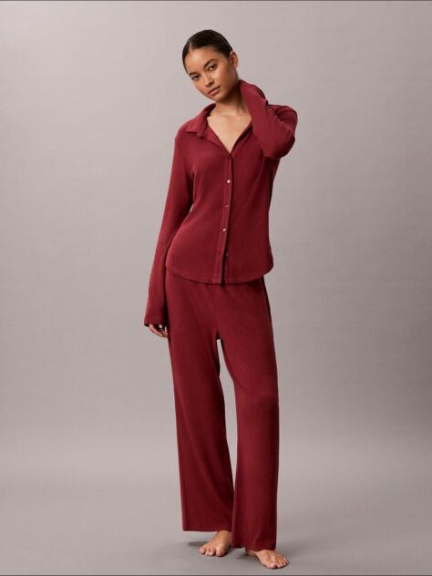 Red Soft Brushed Jersey Pyjama Set  Women