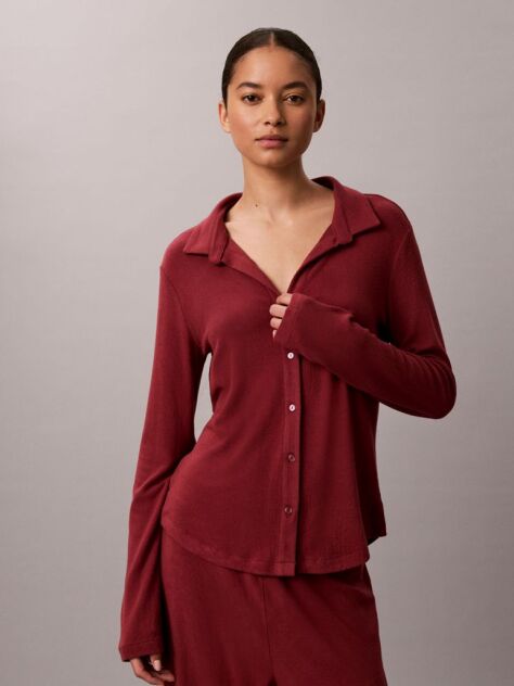 Red Soft Brushed Jersey Pyjama Set  Women